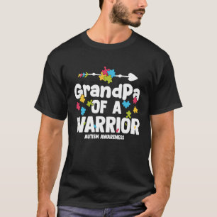 GrandPa of a Warriors Autism Family Puzzle Awarene T-Shirt