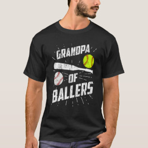 Grandpa Of Ballers Baseball Softball Fathers Day T-Shirt
