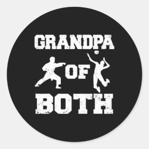 Grandpa Of Both Funny Volleyll And Karate Grandpa  Classic Round Sticker