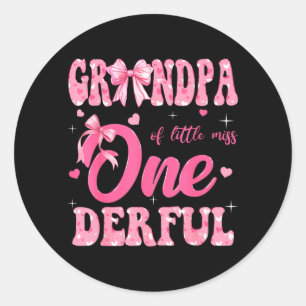Grandpa of Little Miss Onederful 1st Birthday Girl Classic Round Sticker