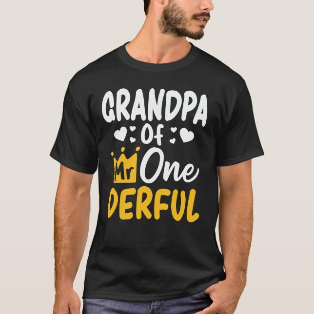 Grandpa of Mr Onederful 1st Birthday Matching T-Shirt (Front)
