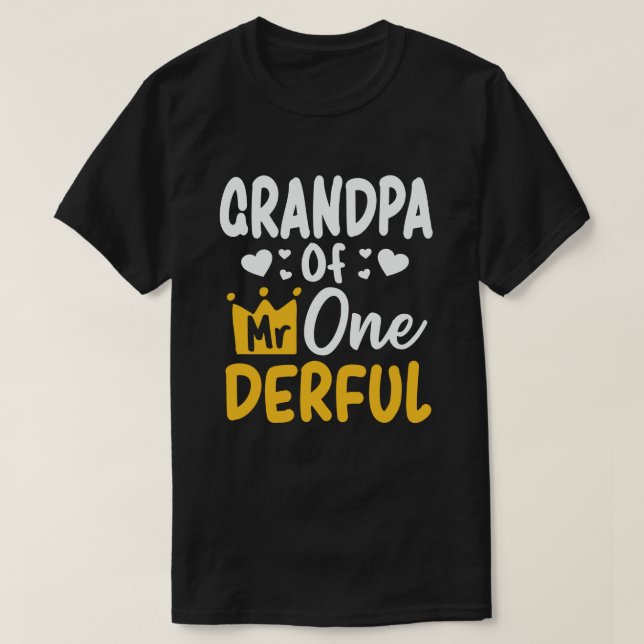 Grandpa of Mr Onederful 1st Birthday Matching T-Shirt (Design Front)