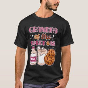 Grandpa of Sweet One Cookies and Milk 1st Birthday T-Shirt