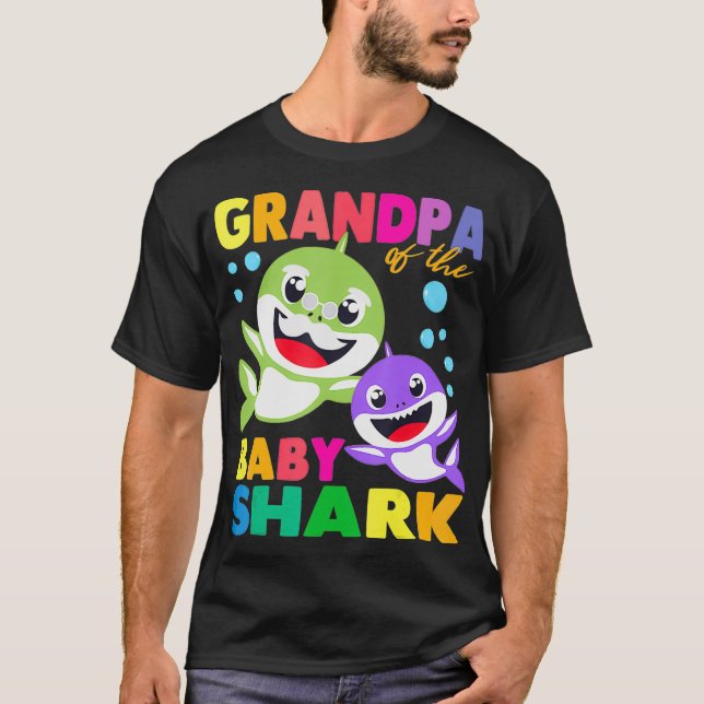 Grandpa Of The Baby Shark Birthday Grandpa Shark T-Shirt (Front)