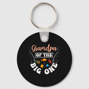 Grandpa Of The Big One Fishing Birthday Party Bday Key Ring