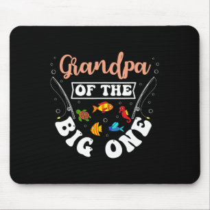 Grandpa Of The Big One Fishing Birthday Party Bday Mouse Mat