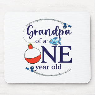 Grandpa Of The Big One Fishing Boy First Birthday Mouse Mat