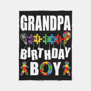 Grandpa Of The Birthday Boy Autism Awareness Celeb Fleece Blanket