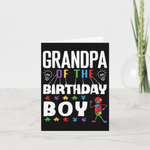 Grandpa Of The Birthday Boy Autism Awareness Puzzl Card
