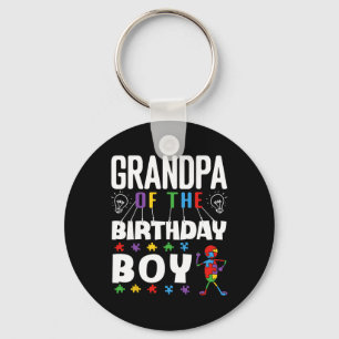 Grandpa Of The Birthday Boy Autism Awareness Puzzl Key Ring