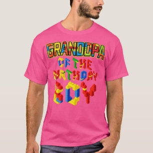 Grandpa of the Birthday Boy Block Building Birthd T-Shirt