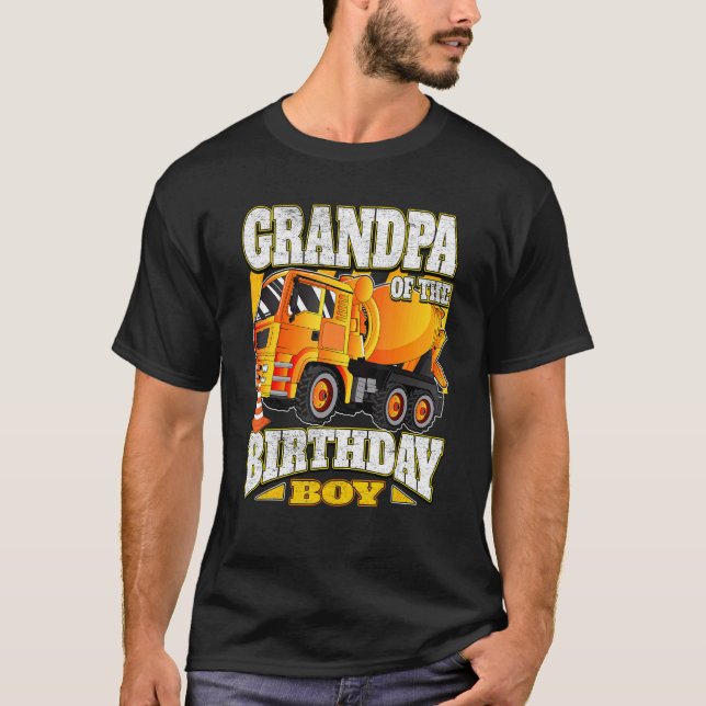 Grandpa Of The Birthday Boy  Concrete Mixer Truck T-Shirt (Front)