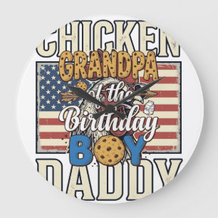 Grandpa of the Birthday Boy Cookie Milk Shirt Desi Large Clock