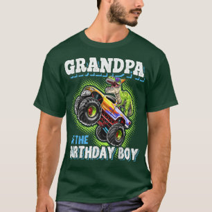 Grandpa of the Birthday Boy Dinosaur Monster Truck T-Shirt