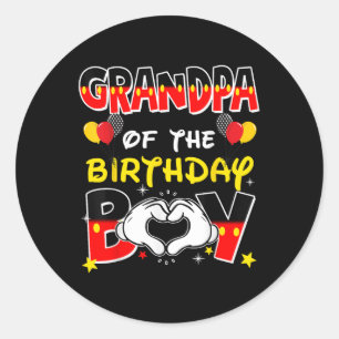 Grandpa Of The Birthday Boy Family Party Decor Mat Classic Round Sticker
