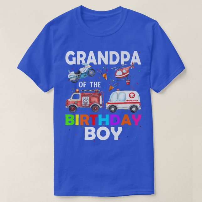 Grandpa Of The Birthday Boy Fire Truck Ambulance P T-Shirt (Design Front)