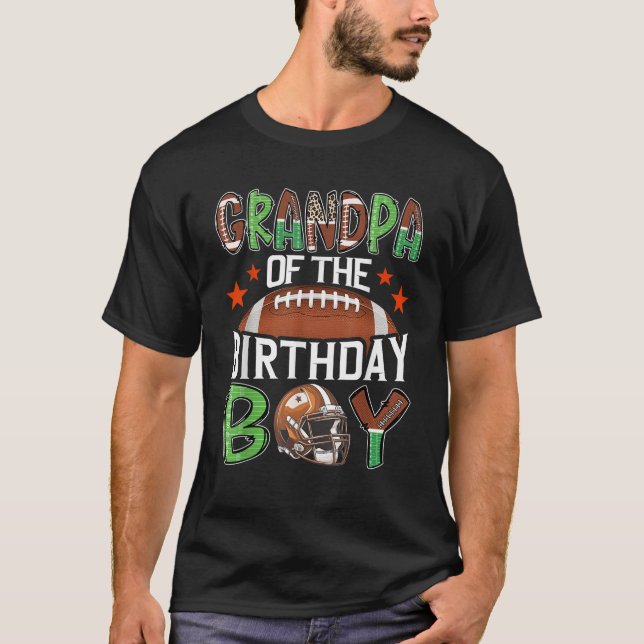 Grandpa Of The Birthday Boy Game Day Football  T-Shirt (Front)