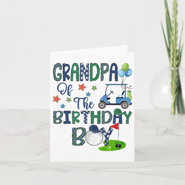 Grandpa Of The Birthday Boy Hole In One Golf Lover Card (Front)