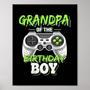 Grandpa Of The Birthday Boy Matching Video Game Bi Poster