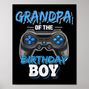 Grandpa Of The Birthday Boy Matching Video Game Bi Poster