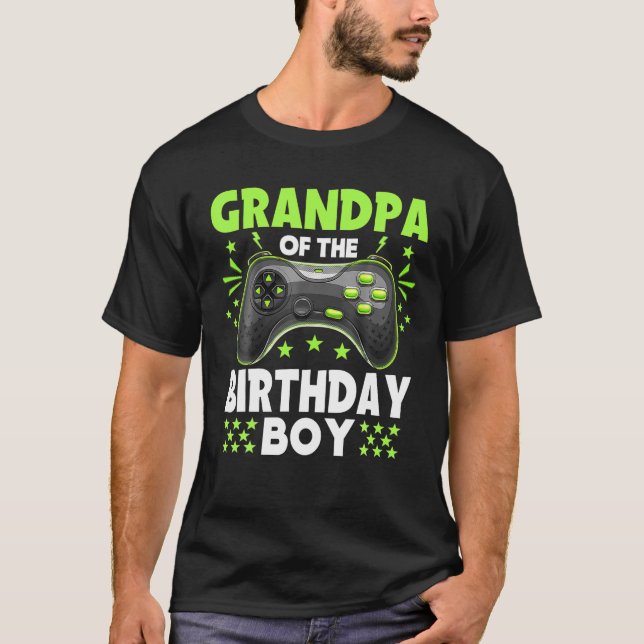 Grandpa Of The Birthday Boy Matching Video Game Bi T-Shirt (Front)