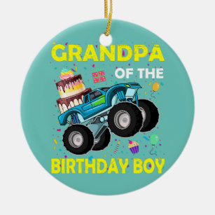 Grandpa of the Birthday Boy Monster Truck Ceramic Tree Decoration