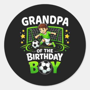 Grandpa Of The Birthday Boy Soccer Ball Funny Classic Round Sticker