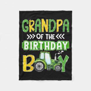 Grandpa Of The Birthday Boy Tractors Farm Trucks F Fleece Blanket
