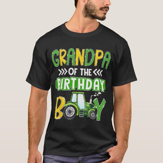 Grandpa Of The Birthday Boy Tractors Farm Trucks F T-Shirt (Front)