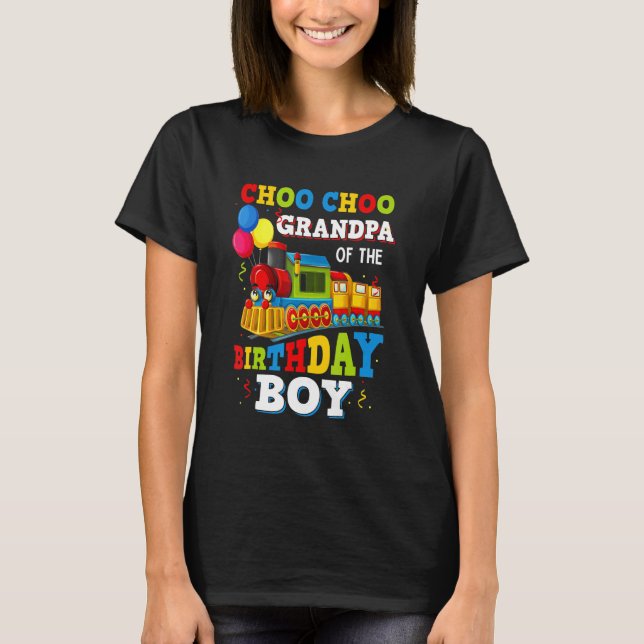 Grandpa Of The Birthday Boy  Train Toys Theme Part T-Shirt (Front)