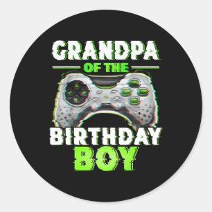 Grandpa Of The Birthday Boy Video Gamer Matching F Classic Round Sticker