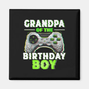 Grandpa Of The Birthday Boy Video Gamer Matching F Magnet
