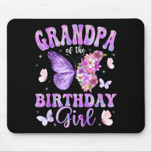 Grandpa Of The Birthday Girl Butterfly Party Mouse Mat