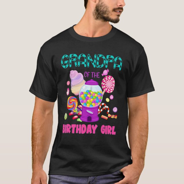 Grandpa Of The Birthday Girl Candyland Candy Birth T-Shirt (Front)