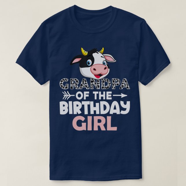 Grandpa of The Birthday Girl Cows Farm Cow Grandfa T-Shirt (Design Front)