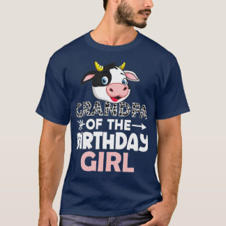 Grandpa of The Birthday Girl Cows Farm Cow Grandfa T-Shirt