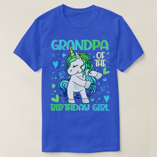 Grandpa of the Birthday Girl Flossing Unicorn Gran T-Shirt (Design Front)