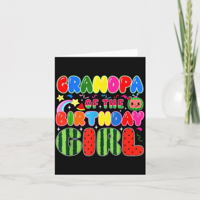 Grandpa Of The Birthday Girl Melon Family Matching Card (Front)