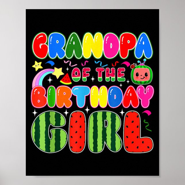 Grandpa Of The Birthday Girl Melon Family Matching Poster (Front)