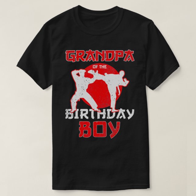 Grandpa Of The Birthday Karate Taekwondo Boy Marti T-Shirt (Design Front)
