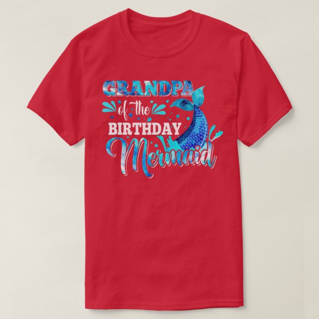 Grandpa Of The Birthday Mermaid s Family Matching  T-Shirt (Design Front)