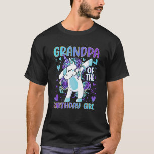 Grandpa of the Birthday Party Girl Dabbing Unicorn T-Shirt