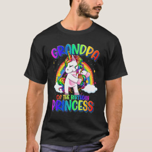 Grandpa Of The Birthday Princess Flossing Unicorn T-Shirt