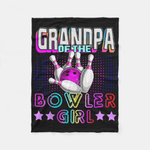 Grandpa Of The Bowler Girl Matching Family Bowling Fleece Blanket