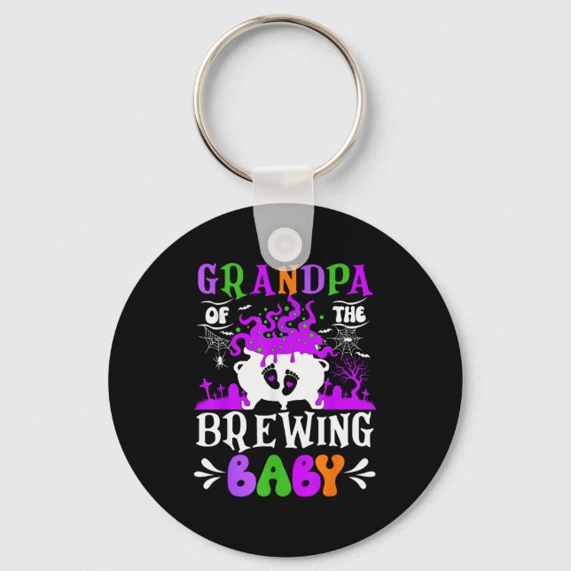 Grandpa Of The Brewing Baby Grandpa To Be Hallowee Key Ring (Front)