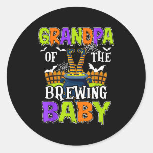 Grandpa Of The Brewing Baby Halloween Witch Baby F Classic Round Sticker