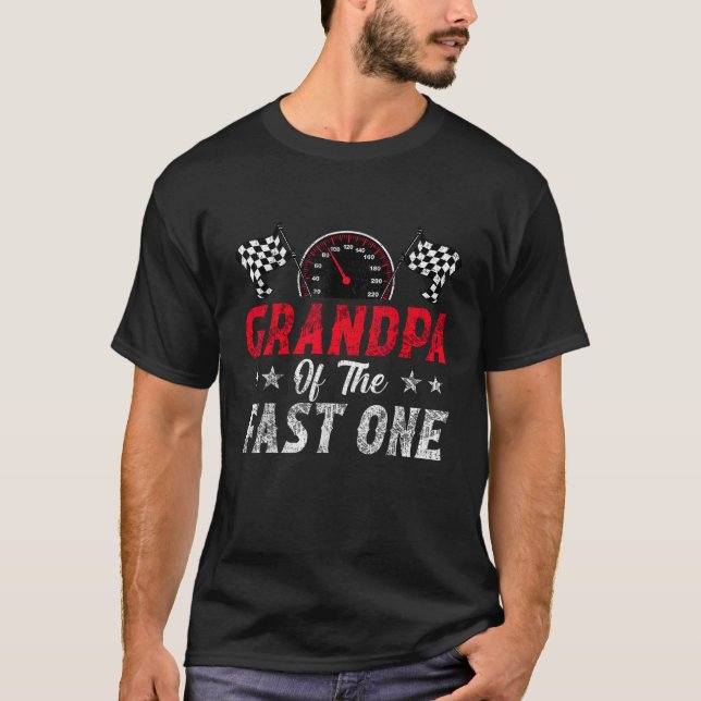 Grandpa Of The Fast One 1st Birthday Racing Car Fa T-Shirt (Front)