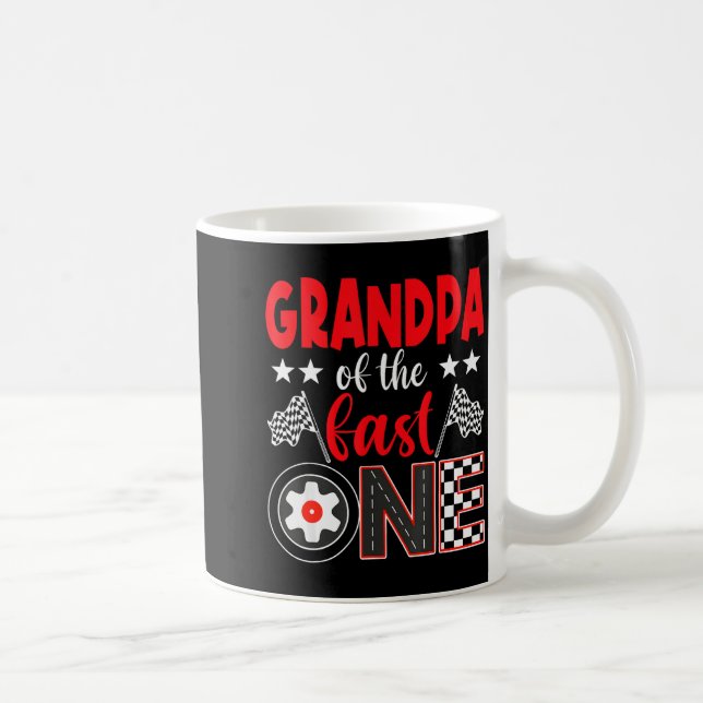 Grandpa Of The Fast One Birthday 1st Race Car Fami Coffee Mug (Right)