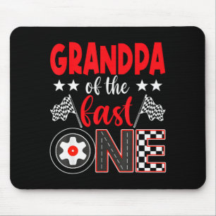 Grandpa Of The Fast One Birthday 1st Race Car Fami Mouse Mat