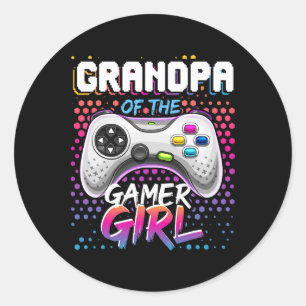 Grandpa Of The Gamer Girl Matching Video Game Birt Classic Round Sticker